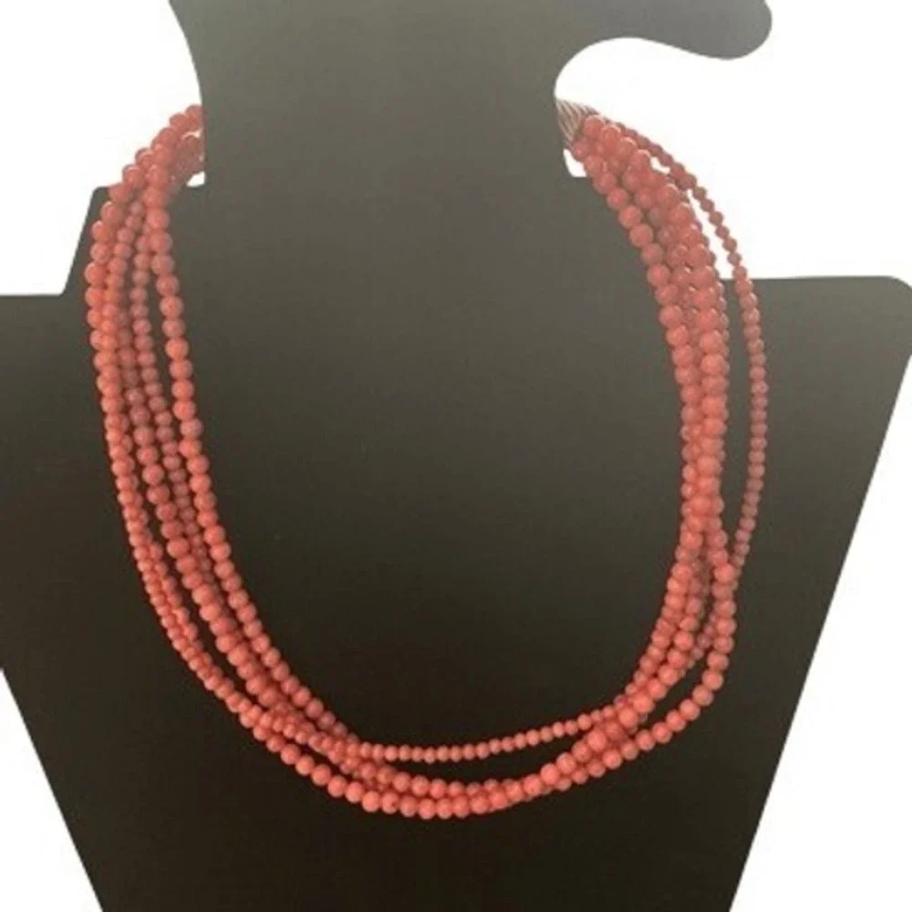 Carolyn Pollack Pink Dolomite 5‎ Strand Sterling Silver Necklace J266602 NEW
